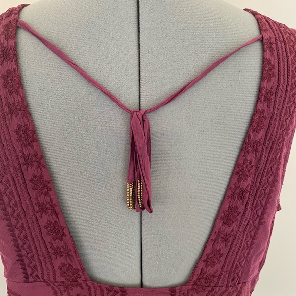 Free People Maroon Embroidered Tank - Picture 3 of 6